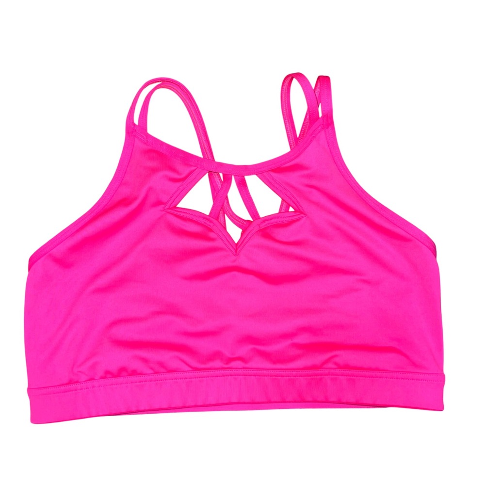Victoria Sport Neon Pink Lattice Cutout Strappy Back Sports Bra Size Large